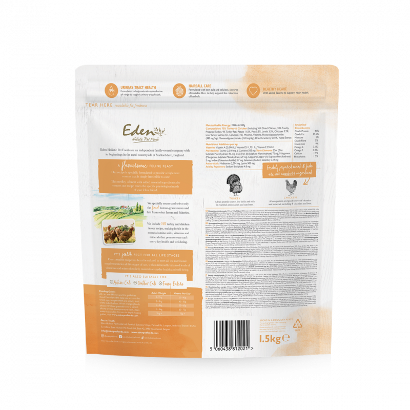 EDEN Feline Feast Turkey & Chicken 1.5KG - Image 2